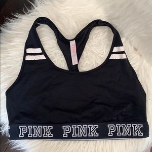 Black pink sports bra